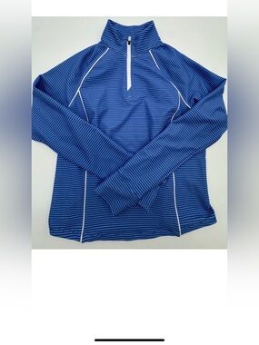 Johnnie-O Womens Small Blue Stripe Quarter Zip Golf Pullover
